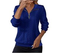 Sweatshirts for Women Cable Knit Jumpers Lapel Half Zip Pullover Ladies Thermal Sweatshirt Long Sleeve Tops Winter Autumn Sweaters Warm Tunics for Office Work Daily Going Out Wear