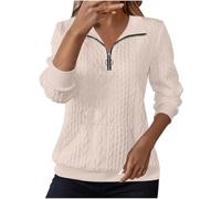 Sweatshirts for Women Cable Knit Jumpers size 10 Lapel Half Zip Pullover Ladies Thermal Sweatshirt Long Sleeve Tops Winter Autumn Sweaters Warm Tunics for Office Work Daily Going Out Wear