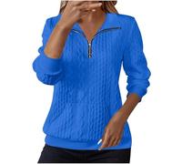 Sweatshirts for Women Cable Knit Jumpers size 14 Lapel Half Zip Pullover Ladies Thermal Sweatshirt Long Sleeve Tops Winter Autumn Sweaters Warm Tunics for Office Work Daily Going Out Wear