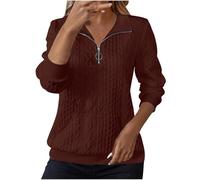 Sweatshirts for Women Cable Knit Jumpers size 18 Lapel Half Zip Pullover Ladies Thermal Sweatshirt Long Sleeve Tops Winter Autumn Sweaters Warm Tunics for Office Work Daily Going Out Wear