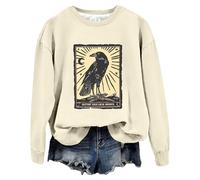 Sweatshirts For Women Crows Bee Bros Support Your Local Murder Crewneck Long Sleeve Ladies Sweatshirt Fall Pullover Causal Comfy Winter Trendy (Khaki, M) Long Winter Coats For Women Uk
