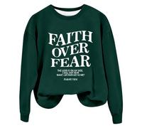 Sweatshirts For Women Faith Over Fear The Lord Is On My Side I Will Not Fear What Can Man Do To Me Crewneck Long Sleeve Ladies Sweatshirt Fall Causal Winter Trendy (Black, XXL) Blanket Hoodie Women