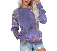 Sweatshirts For Women Floral Maple Leaves Graphic Flower Butterfly Crewneck Long Sleeve Casual Ladies Sweatshirt Comfy Trendy Winter Causal Fall Pullover (Purple, XXL) Ladies Zip Up Hoodies