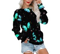 Sweatshirts For Women Floral Maple Leaves Graphic Flower Butterfly Crewneck Long Sleeve Casual Ladies Sweatshirt Comfy Trendy Pullover Fall Winter Causal (W, XXL) Puffer Jackets Women