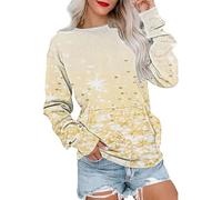 Sweatshirts For Women Floral Pocket Maple Leaves Graphic Flower Butterfly Crewneck Long Sleeve Casual Ladies Sweatshirt Comfy Trendy Causal Winter Pullover Fall (Yellow, XL) Womens Oversized Hoodie