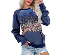 Sweatshirts For Women Floral Pocket Maple Leaves Graphic Flower Butterfly Crewneck Long Sleeve Casual Ladies Sweatshirt Comfy Pullover Trendy Winter Fall Causal (Blue, L) Womens Waterproof Jacket
