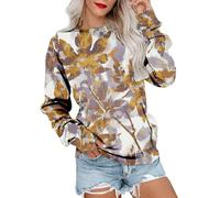 Sweatshirts For Women Floral Pocket Maple Leaves Graphic Flower Butterfly Crewneck Long Sleeve Casual Ladies Sweatshirt Comfy Fall Winter Pullover Causal (Blue, S) Christmas Sweatshirt For Women
