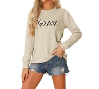 Sweatshirts For Women God Is Greater Than The Highs And Lows Crewneck Long Sleeve Ladies Sweatshirt Fall Trendy Pullover Winter Causal Comfy (Beige, L) Coats For Women Uk