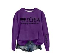Sweatshirts For Women God Is Still R T Ng Your Story S Tring To Stand The Per Print Long Sleeve Crewneck Ladies Sweatshirt Winter Comfy Fall Trendy Pullover Causal (Purple, XXL) Ladies Puffer Jacket