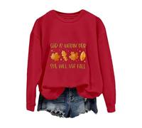 Sweatshirts For Women God Is Within Hed She Will Not Crewneck Long Sleeve Ladies Sweatshirt Winter Fall Pullover Trendy Comfy Causal (Red, XL) Womens Winter Jackets