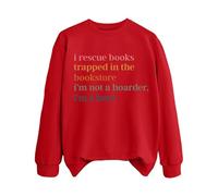 Sweatshirts For Women I Rescuce Books Trapped In The Bookstore I'm Not A Hoarder I'm A Hero Crewneck Long Sleeve Ladies Sweatshirt Trendy Fall Comfy Winter Causal (Red, M) Long Jackets For Women Uk