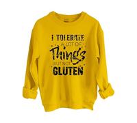 Sweatshirts For Women I Tolerate A Lot Of Things But Not Gluten Crewneck Long Sleeve Ladies Sweatshirt Trendy Fall Winter Pullover Causal Comfy (Yellow, S) Knitted Hoodie Womens