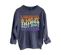 Sweatshirts For Women I Tolerate A Lot Of Things But Not Gluten Crewneck Long Sleeve Ladies Sweatshirt Trendy Fall Winter Pullover Comfy Causal (Dark Blue, L) Winter Coats For Women
