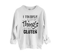 Sweatshirts For Women I Tolerate A Lot Of Things But Not Gluten Crewneck Long Sleeve Ladies Sweatshirt Trendy Fall Winter Pullover Causal Comfy (White, XXL) Hoodie For Women Uk