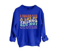 Sweatshirts For Women I Tolerate A Lot Of Things But Not Gluten Crewneck Long Sleeve Ladies Sweatshirt Trendy Fall Winter Pullover Comfy Causal (Blue, M) Womens Long Coat