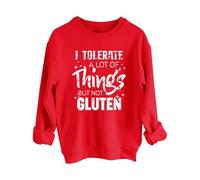 Sweatshirts For Women I Tolerate A Lot Of Things But Not Gluten Crewneck Long Sleeve Ladies Sweatshirt Trendy Fall Winter Pullover Causal Comfy (Red, M) Halloween Hoodies For Women