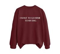 Sweatshirts For Women I Want To Go Jone To My Dog Crewneck Long Sleeve Ladies Sweatshirt Trendy Fall Comfy Causal Winter Pullover (Wine, XL) Oversized Blanket Hoodie Women