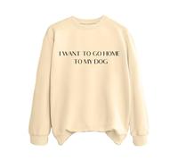 Sweatshirts For Women I Want To Go Jone To My Dog Crewneck Long Sleeve Ladies Sweatshirt Trendy Fall Comfy Causal Winter Pullover (Beige, XL) Women Jackets