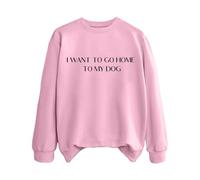 Sweatshirts For Women I Want To Go Jone To My Dog Crewneck Long Sleeve Ladies Sweatshirt Trendy Fall Comfy Causal Winter Pullover (Pink, M) Knitted Hoodie Womens
