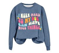 Sweatshirts For Women I Work Hard So My Dog Can Have Nice Things Crewneck Long Sleeve Ladies Sweatshirt Fall Trendy Causal Pullover Comfy Winter (Blue, XL) House Coats Women