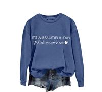 Sweatshirts For Women It's A Beautiful Day To Kick Cancer's Ass Crewneck Long Sleeve Ladies Sweatshirt Winter Fall Trendy Comfy Causal Pullover (Blue, S) Womens Fur Coats