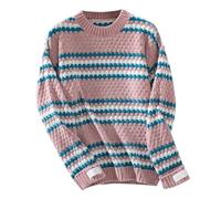 Sweatshirts for Women Ladies Winter Jumpers European and American Solid Color Loose Ladies Sweater 2023 Spring and Autumn One Word Shoulder Exposed Shoulder Aran Jumpers Women Winter Pink XL