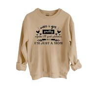 Sweatshirts For Women Once I Get Pretty Again I'll Post Pictures But I’M Just A Mom Crewneck Long Sleeve Ladies Sweatshirt Trendy Fall Winter Comfy Causal Pullover (Khaki, M) Rain Coat Women