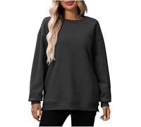 Sweatshirts for Women Oversized Jumpers Ladies Crewneck Long Sleeve Tops Side Split Oversized Ladies Long Sleeve Tops Crewneck Comfy Jumpers Classic Casual Pullover Black M