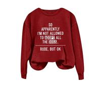 Sweatshirts For Women So Apparently I'm Not Allowed To Adopt All Dogs Long Sleeve Crewneck Ladies Sweatshirt Trendy Winter Fall Pullover Causal Comfy (Red, S) Camel Coats For Women Uk