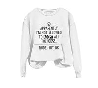 Sweatshirts For Women So Apparently I'm Not Allowed To Adopt All Dogs Long Sleeve Crewneck Ladies Sweatshirt Trendy Winter Fall Pullover Causal Comfy (White, XXL) Women's Running Jackets