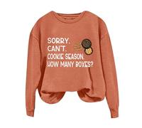 Sweatshirts For Women Sorry Can't Cookie Season How Many Boxes Long Sleeve Crewneck Ladies Sweatshirt Winter Trendy Fall Comfy Pullover Causal (Orange, XL) Ladies Waterproof Jacket