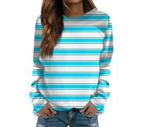 Sweatshirts For Women Striped Stripes Crewneck Long Sleeve Ladies Sweatshirt Causal Trendy Comfy Winter Fall Pullover (Mint Green, XL) Black Denim Jacket Womens