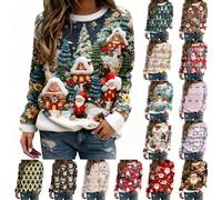 sweatshirts for women uk,christmas clothes,Ugly Christmas Jumpers for Women UK Xmas Winter Sweatshirts Ladies Fleece Jumper Tops Long Sleeve Sweaters Oversized Fashion Outfits,3-Blackish Green,XXL