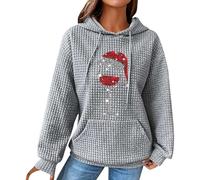 sweatshirts for women uk,Christmas Jumpers for Women Waffle Hooded Pullover Sweatshirt Xmas Drawstring Hoodies Snowflakes Tunic Tops Novelty Jumpers Activewear Present Dark Red XXL