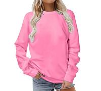 Sweatshirts for Women UK Clearance Long Sleeve Tops Solid Oversized Jumpers Classic Crew Neck Tunic Sweatshirt Casual Loose Pullover Christmas Lightweight Hoodies Plus Size 8-18