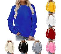 Sweatshirts for Women UK Clearance Long Sleeve Tops Solid Oversized Jumpers Classic Crew Neck Tunic Sweatshirt Casual Loose Pullover Christmas Lightweight Hoodies Plus Size 8-18