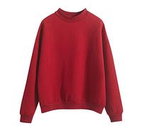 sweatshirts for women uk clearance longline hoodie for women Women Sweatshirt Casual Easy Solid Color Long-Sleeves Round Neck Blouse less than 1 pound items saved for later items Red