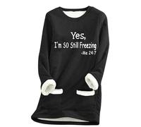 Sweatshirts for Women UK Clearance,Yes I'm Still Freezing Me Sweatshirts Today's Deals,Ladies Fleece Lined Long Sleeve Thick Jumper Tops Plush Warm Sweaters Winter Soft Sherpa Pullover Underwear S-5XL