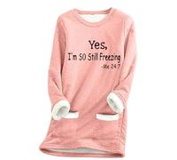 Sweatshirts for Women UK Clearance,Yes I'm Still Freezing Me Sweatshirts Today's Deals,Ladies Fleece Lined Long Sleeve Thick Jumper Tops Plush Warm Sweaters Winter Soft Sherpa Pullover Underwear S-5XL