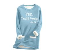 Sweatshirts for Women UK Clearance,Yes I'm Still Freezing Me Sweatshirts Today's Deals,Ladies Fleece Lined Long Sleeve Thick Jumper Tops Plush Warm Sweaters Winter Soft Sherpa Pullover Underwear S-5XL