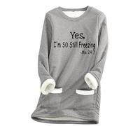 Sweatshirts for Women UK Clearance,Yes I'm Still Freezing Me Sweatshirts Today's Deals,Ladies Fleece Lined Long Sleeve Thick Jumper Tops Plush Warm Sweaters Winter Soft Sherpa Pullover Underwear S-5XL