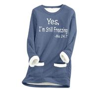 Sweatshirts for Women UK Clearance,Yes I'm Still Freezing Me Sweatshirts Today's Deals,Ladies Fleece Lined Long Sleeve Thick Jumper Tops Plush Warm Sweaters Winter Soft Sherpa Pullover Underwear S-5XL
