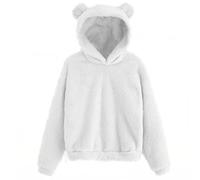 Sweatshirts for Women UK Cute Bear Ear Fuzzy Hoodies Oversize Long Sleeve Teddy Fleece Hooded Jumpers Winter Warm Comfy Lovely Pullover Soft Casual Loose Plain Tops S-5XL