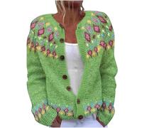 Sweatshirts for Women UK Full Button Fashion Women's Cardigans Ethnic Style Knitted Blouse Textured Loose Ladies Fleece Jackets Casual Open Front Warm Comfy Autumn Sweaters Winter Womens Coats