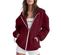 Sweatshirts For Women Uk Full Zip - Ladies Sweatshirts With Hood Essentials Hoodie Oversized Plain Colour Jackets Basic Llong Sleeve Tops Outerwear Loose Fit Baggy Coat Soft Tops Casual Tracksuit