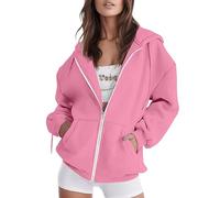 Sweatshirts For Women Uk Full Zip - Ladies Sweatshirts With Hood Essentials Hoodie Oversized Plain Colour Jackets Basic Llong Sleeve Tops Outerwear Loose Fit Baggy Coat Soft Tops Casual Tracksuit