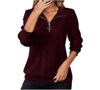 Sweatshirts for Women UK Jumpers Lapel Half Zip Pullover Knit Cable Ladies Sweatshirt Long Sleeve Tops Fall Winter Sweaters Warm Tunics for Office Hoodies Outfit Clothing2