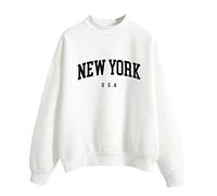 Sweatshirts for Women UK Long Sleeve Teen Girls Tops Autumn Winter Sweatshirt O Neck Pullover Basic Sweatshirt School Juniors New York Letter Print Streetwear Sportwear for Outgoing Hiking women top