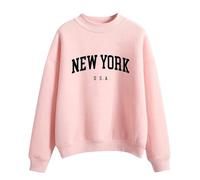 Sweatshirts for Women UK Long Sleeve Teen Girls Tops Autumn Winter Sweatshirt O Neck Pullover Basic Sweatshirt School Juniors New York Letter Print Streetwear Sportwear for Outgoing Hiking UK Size