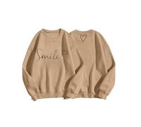 Sweatshirts for Women UK Loose Letter Print Long Sleeve Pullover Fashion Casual O Neck Oversized Sweatshirts Fall Winter Tops Khaki